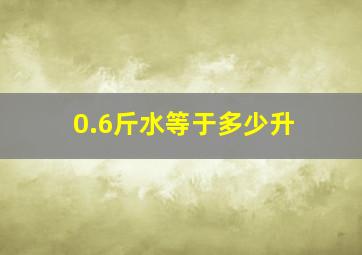 0.6斤水等于多少升