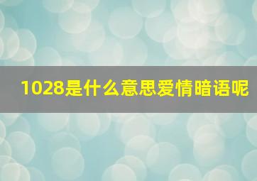 1028是什么意思爱情暗语呢