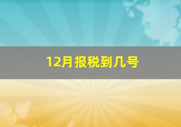 12月报税到几号