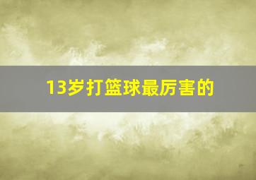 13岁打篮球最厉害的