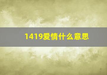 1419爱情什么意思