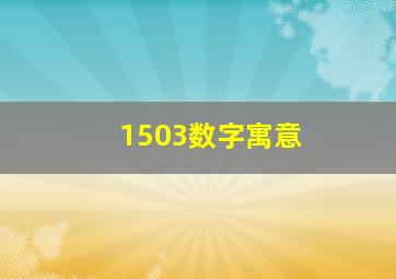 1503数字寓意