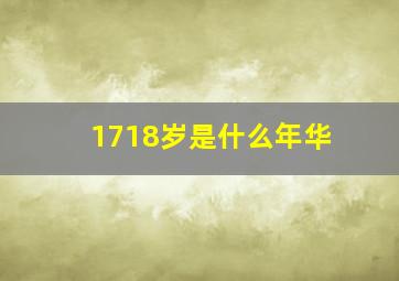 1718岁是什么年华