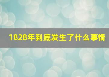 1828年到底发生了什么事情