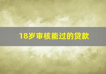 18岁审核能过的贷款