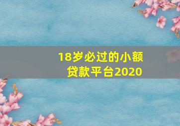 18岁必过的小额贷款平台2020