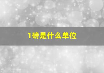 1磅是什么单位