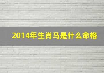 2014年生肖马是什么命格