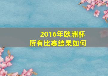 2016年欧洲杯所有比赛结果如何