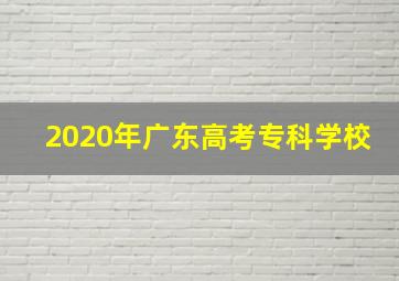 2020年广东高考专科学校