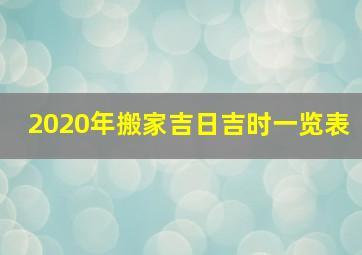 2020年搬家吉日吉时一览表