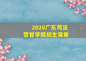 2020广东司法警官学院招生简章