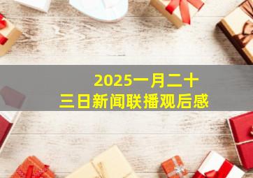 2025一月二十三日新闻联播观后感