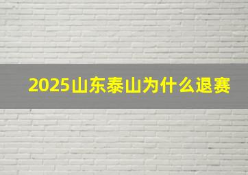 2025山东泰山为什么退赛