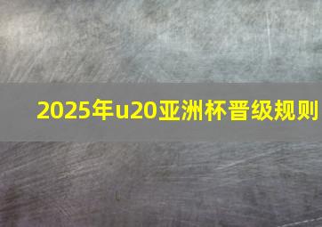 2025年u20亚洲杯晋级规则