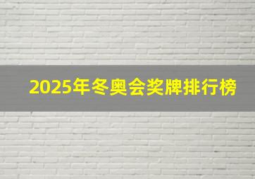 2025年冬奥会奖牌排行榜