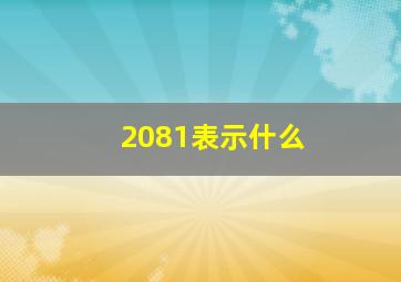 2081表示什么