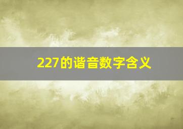 227的谐音数字含义