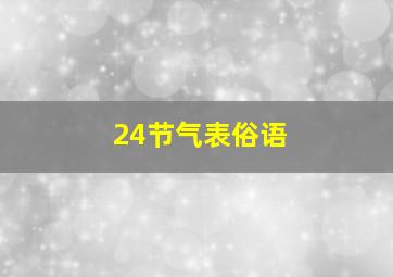 24节气表俗语