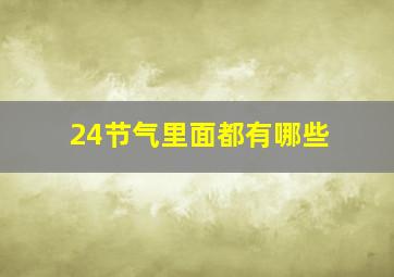 24节气里面都有哪些