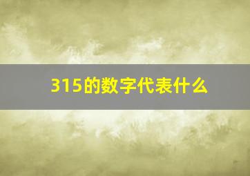 315的数字代表什么