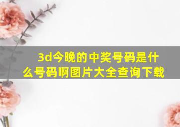 3d今晚的中奖号码是什么号码啊图片大全查询下载