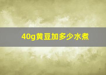 40g黄豆加多少水煮