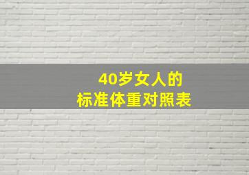 40岁女人的标准体重对照表