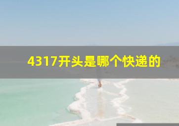 4317开头是哪个快递的