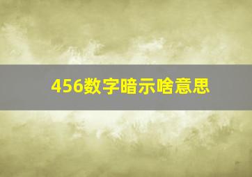 456数字暗示啥意思