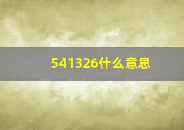 541326什么意思