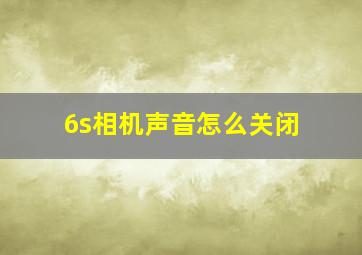 6s相机声音怎么关闭