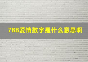 788爱情数字是什么意思啊