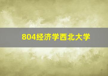 804经济学西北大学