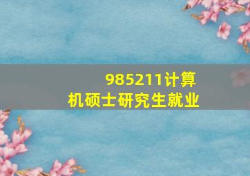 985211计算机硕士研究生就业