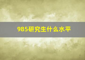 985研究生什么水平