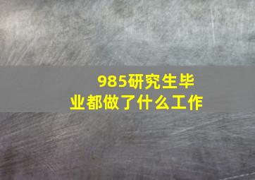 985研究生毕业都做了什么工作