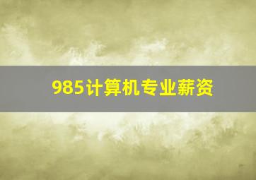 985计算机专业薪资