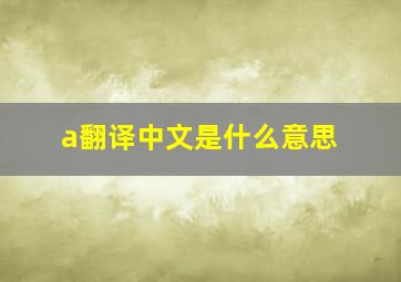 a翻译中文是什么意思