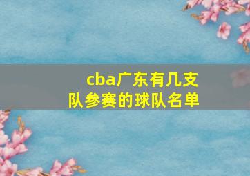 cba广东有几支队参赛的球队名单