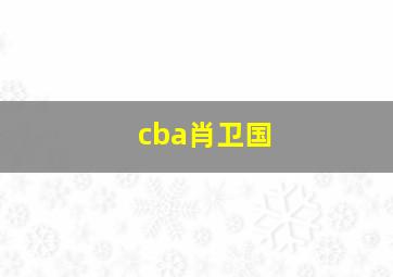 cba肖卫国