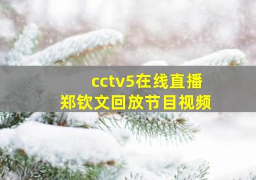 cctv5在线直播郑钦文回放节目视频