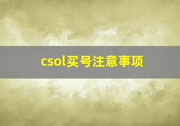 csol买号注意事项