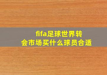 fifa足球世界转会市场买什么球员合适