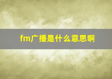 fm广播是什么意思啊