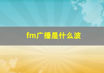 fm广播是什么波