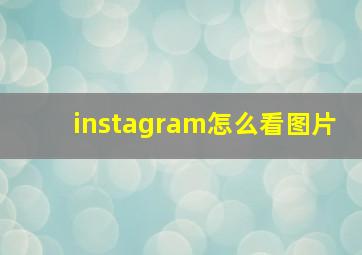 instagram怎么看图片