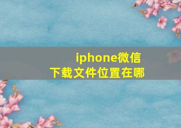 iphone微信下载文件位置在哪