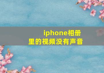 iphone相册里的视频没有声音