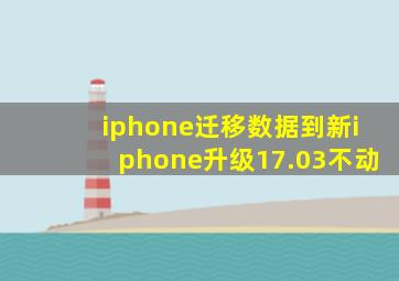 iphone迁移数据到新iphone升级17.03不动